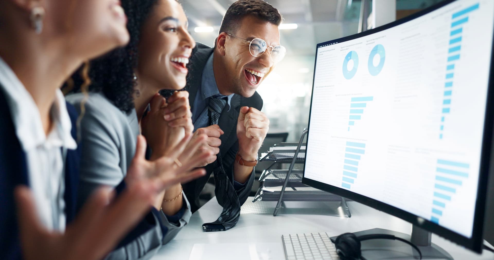 Team celebrating data-driven results